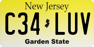 NJ license plate C34LUV