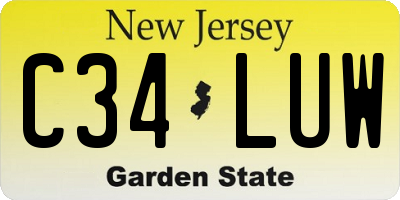 NJ license plate C34LUW