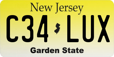 NJ license plate C34LUX