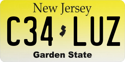 NJ license plate C34LUZ