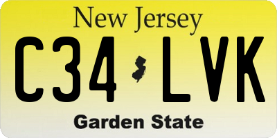 NJ license plate C34LVK