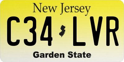 NJ license plate C34LVR