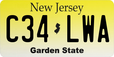 NJ license plate C34LWA