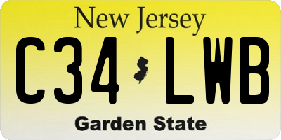 NJ license plate C34LWB