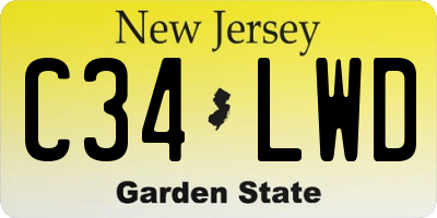 NJ license plate C34LWD