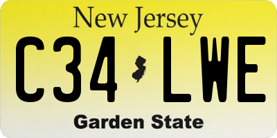 NJ license plate C34LWE