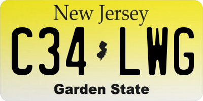 NJ license plate C34LWG