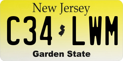 NJ license plate C34LWM
