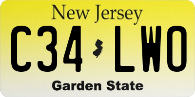 NJ license plate C34LWO