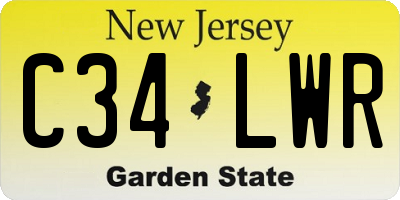 NJ license plate C34LWR