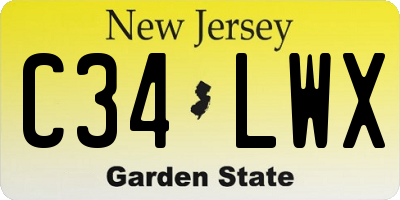 NJ license plate C34LWX