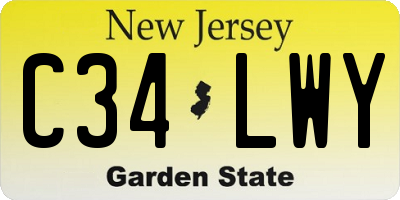 NJ license plate C34LWY