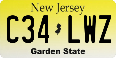 NJ license plate C34LWZ
