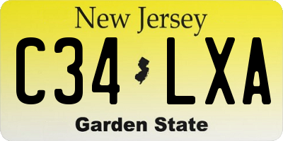 NJ license plate C34LXA