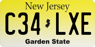 NJ license plate C34LXE