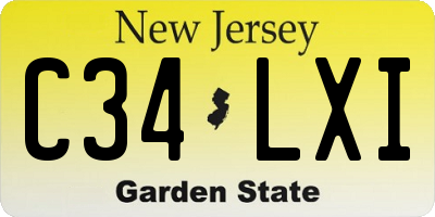 NJ license plate C34LXI