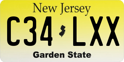 NJ license plate C34LXX