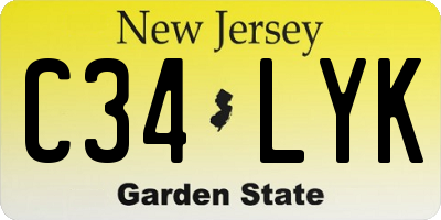 NJ license plate C34LYK
