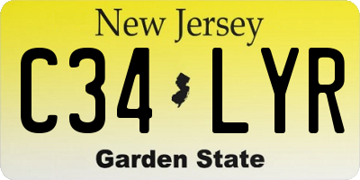 NJ license plate C34LYR
