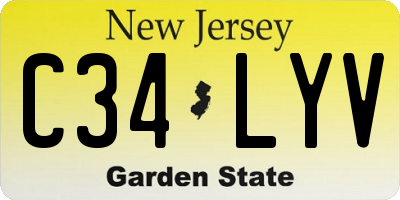 NJ license plate C34LYV
