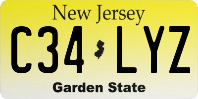 NJ license plate C34LYZ