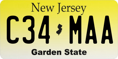 NJ license plate C34MAA