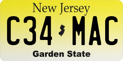 NJ license plate C34MAC