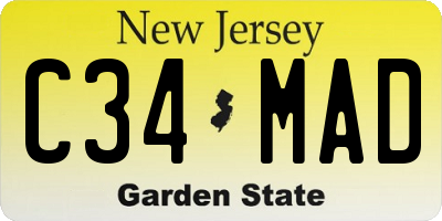 NJ license plate C34MAD