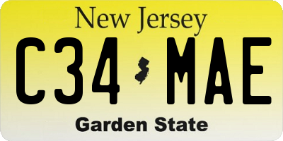 NJ license plate C34MAE