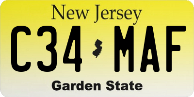 NJ license plate C34MAF