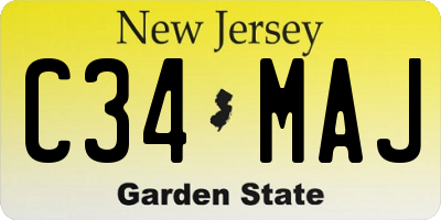 NJ license plate C34MAJ