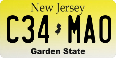 NJ license plate C34MAO
