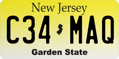 NJ license plate C34MAQ