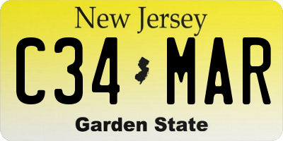 NJ license plate C34MAR