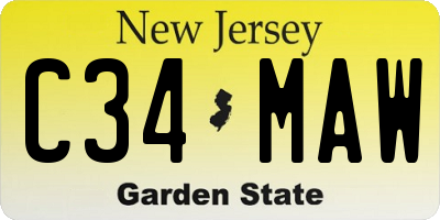 NJ license plate C34MAW
