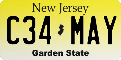 NJ license plate C34MAY