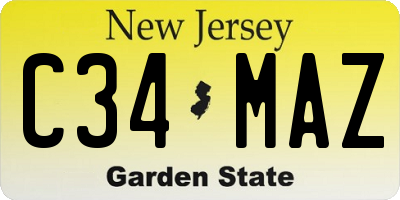 NJ license plate C34MAZ