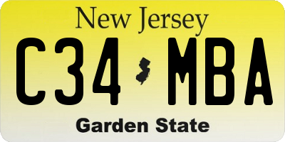 NJ license plate C34MBA