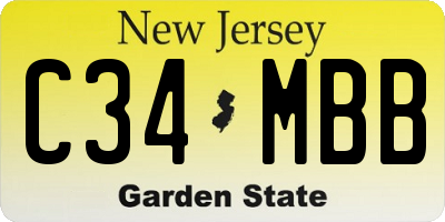 NJ license plate C34MBB