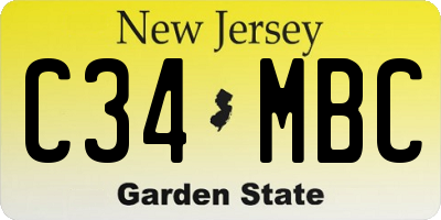 NJ license plate C34MBC