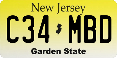 NJ license plate C34MBD