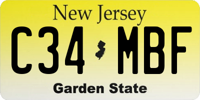 NJ license plate C34MBF
