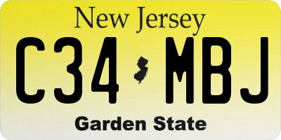 NJ license plate C34MBJ