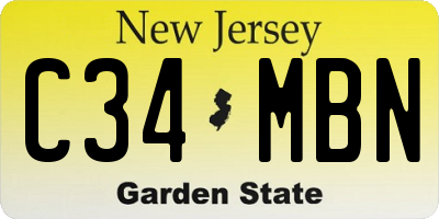 NJ license plate C34MBN