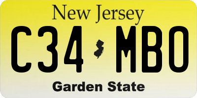 NJ license plate C34MBO