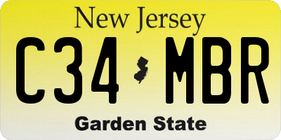 NJ license plate C34MBR