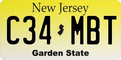 NJ license plate C34MBT