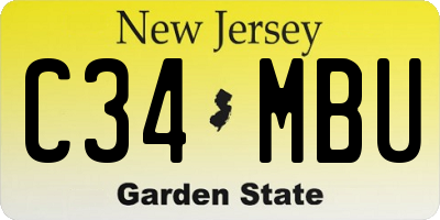 NJ license plate C34MBU