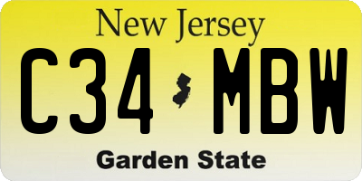 NJ license plate C34MBW