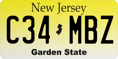 NJ license plate C34MBZ